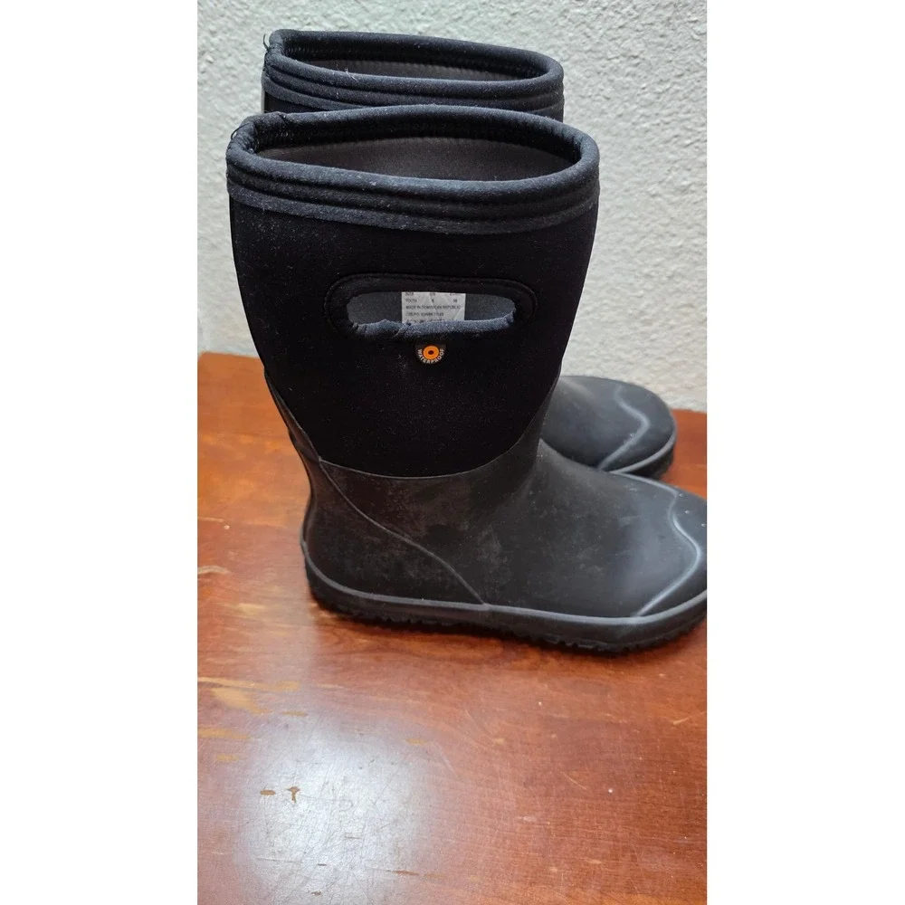 Bogs K Grasp‎ Solid Rain Boots Youth 5 Black Waterproof Neoprene